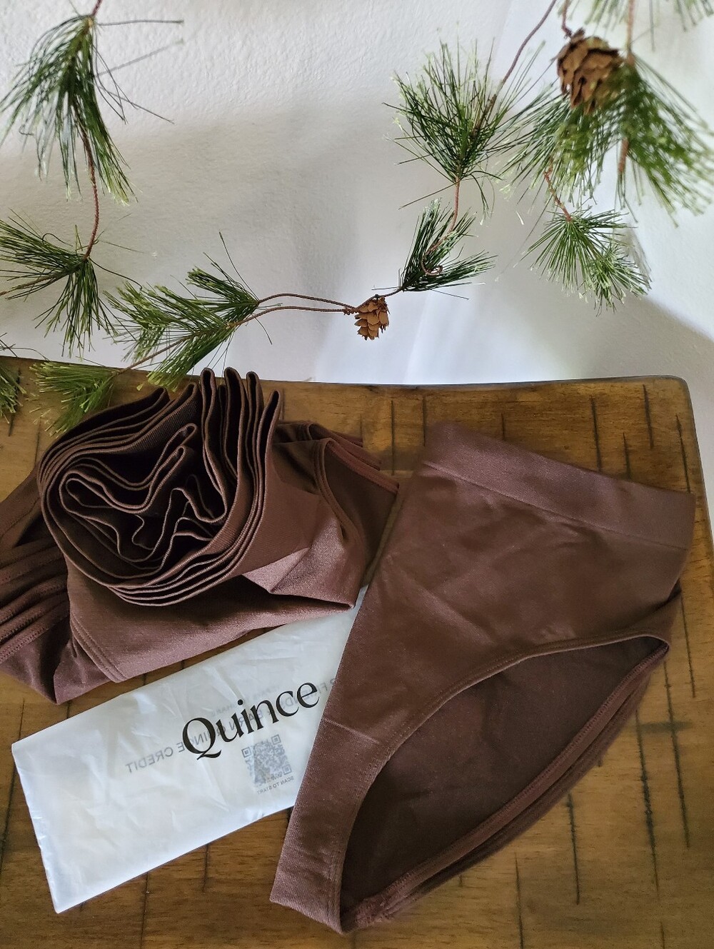 Quince 6pk Smoothing Comfort High-Waisted Brief Seamless Panty Cocoa Brown L